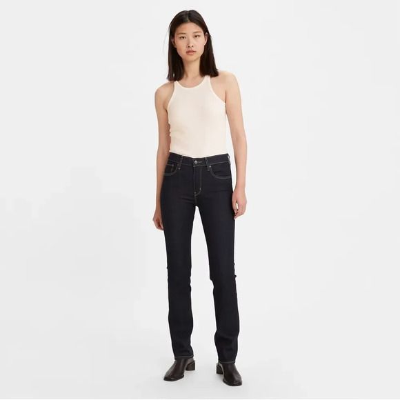 LEVI'S 724 High Rise Slim‎ Straight Fit Jeans in Dark Wash - Picture 1 of 12